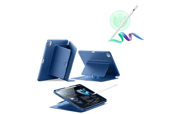 Ipad Pro 11 2025 Flip Magnetic Case With Pencil Bundle - Navy Blue
