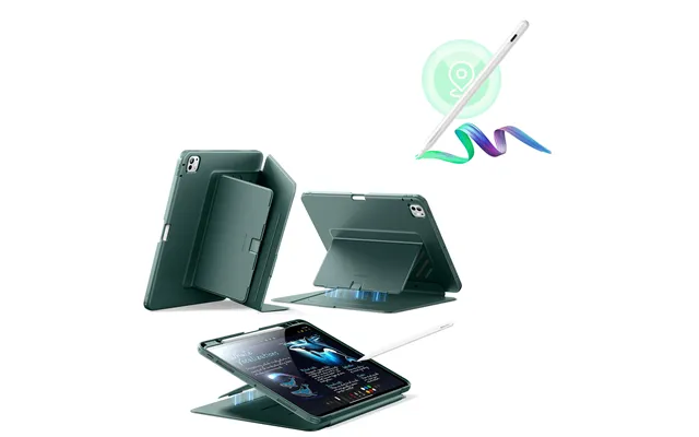 Ipad Pro 13 2024 Flip Magnetic Case With Pencil Bundle - Green