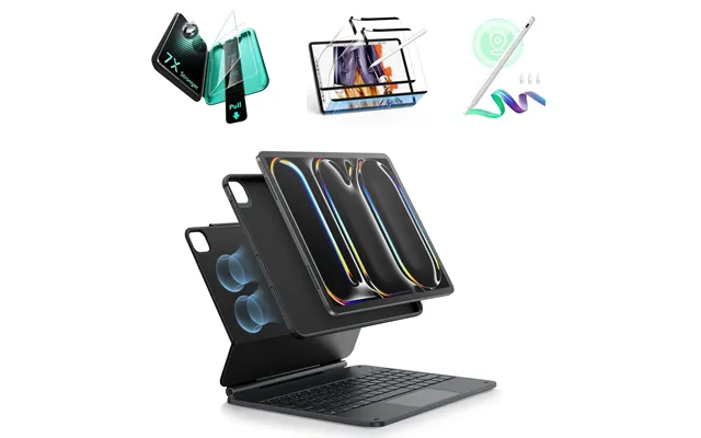 Ipad Pro 13 2024 Rebound Magnetic Keyboard Case 360 Transformation Bundle - Uk Layout-black