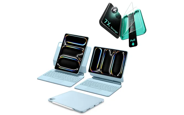 Ipad Pro 13 2025 Bundle Rebound Magnetic Keyboard Case 360 & Armorite Screen Protectors - Us Layout-blue