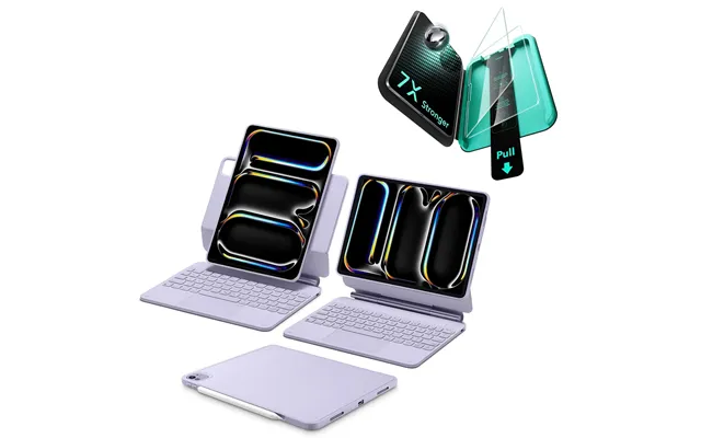 Ipad Pro 13 2025 Bundle Rebound Magnetic Keyboard Case 360 & Armorite Screen Protectors - Us Layout-purple