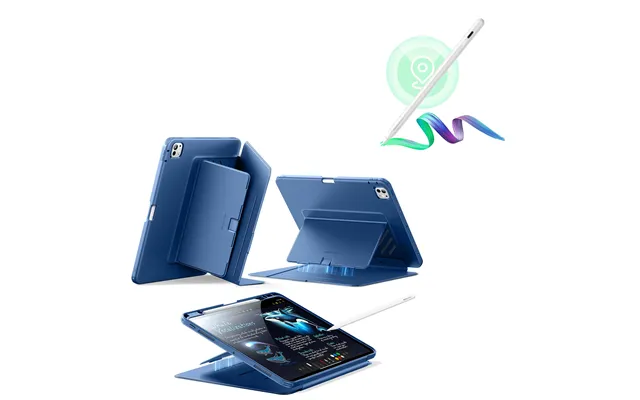 Ipad Pro 13 2025 Flip Magnetic Case With Pencil Bundle - Navy Blue