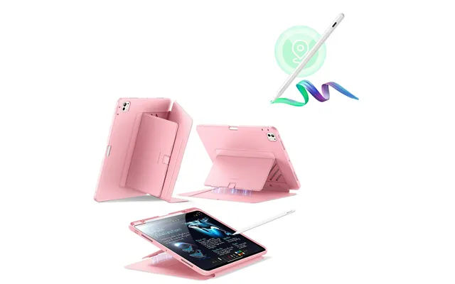 Ipad Pro 13 2025 Flip Magnetic Case With Pencil Bundle - Pink