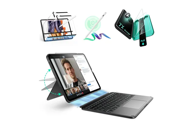 Ipad Pro 13 M4 2024 Bundle Shift Keyboard Case, Geo Digital Pencil, And Screen Protectors - Us Layout