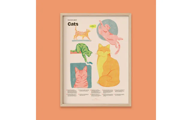 Cat Fun Facts Print - 12x16 Natural Frame