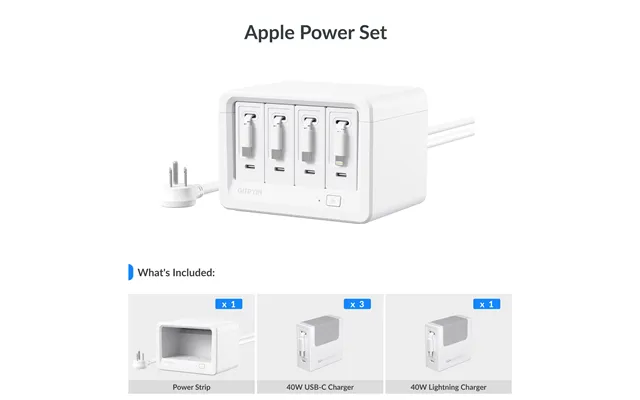 Gitryin Desktop Charging Station 12-in-1 40w Combo - White Apple Power Set