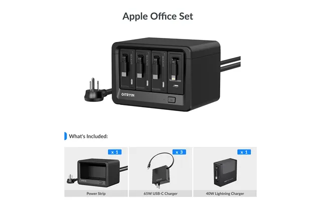 Gitryin Desktop Charging Station 12-in-1 65w Combo - Black Apple Office Set