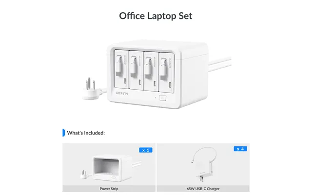 Gitryin Desktop Charging Station 12-in-1 65w Combo - White Office Laptop Set