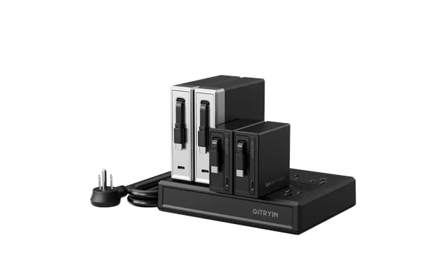 Gitryin Modular Charging Station With Smart Cooling Fan - Black Pro Desk Setup