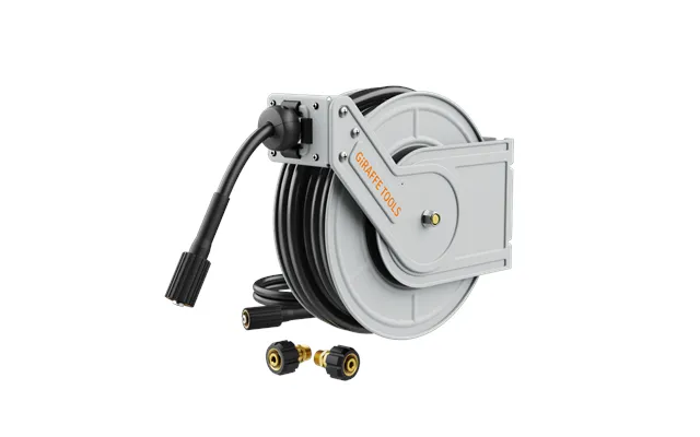 Retractable Pressure Hose Reel-1 4in - 3200 Psi With 65ft Pressure Hoses Fixed Hose