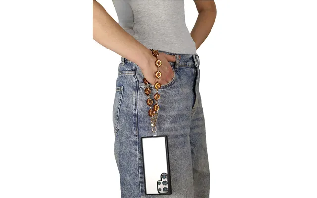 Goddiva Accessories Acrylic Metal Chain Phone Strap - Brown