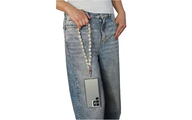 Goddiva Accessories Pearl Barok Phone Strap - White