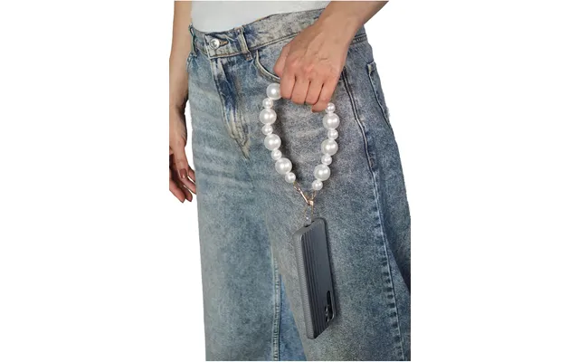 Goddiva Accessories Pearl Phone Strap - White