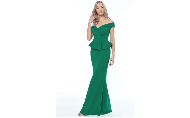 Goddiva Bardot Crossover Maxi Dress - Vividemerald