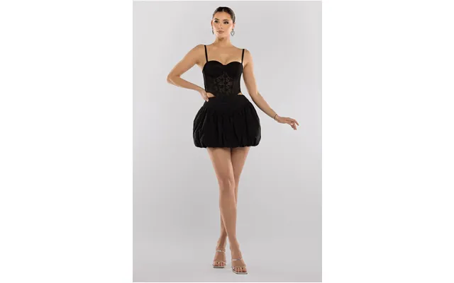 Goddiva Bengaline Balloon Mini Skirt - Black