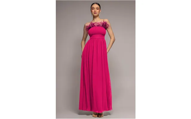Goddiva Bridesmaids Chiffon Maxi Dress - Hot Pink