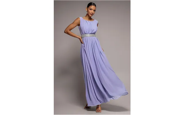 Goddiva Chiffon Maxi With Embellished Belt - Lilac
