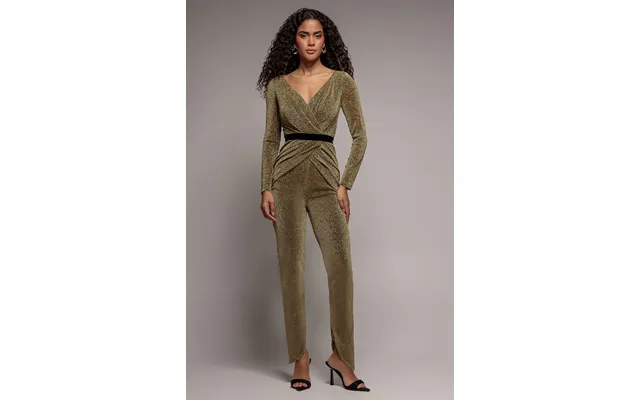 Goddiva Lurex Wrap Bodice Romper - Gold