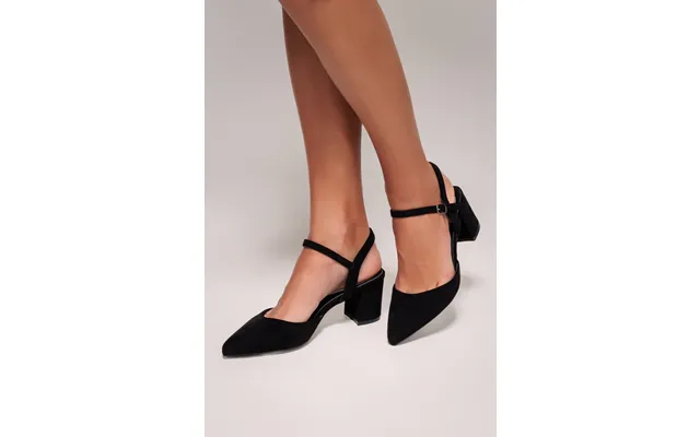 Goddiva Pointed Slingback Block Heels - Black