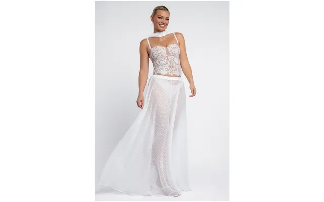 Goddiva Polka Dobby Chiffon A-line Maxi Skirt
