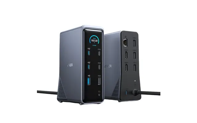 Anker Prime Charging 160w 14 In 1 Desktop Charge Docking Station Type-c Smart Control Screen Display 10gbps Dual 4k Thre