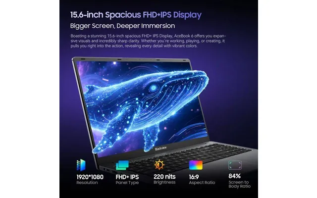 Blackview Acebook 6 Laptop 15.6'' Fhd Ips Screen Intel Twin Lake N150 Cpu 16gb Ddr4 512gb Ssd 36wh Battery Windows 11 No