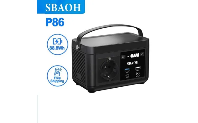 Eu Direct Sbaoh Portable Power Station - P86, 88.8wh Mobile Power Bank With 120w 150w Peak Ac Output Port, Ideal For Out