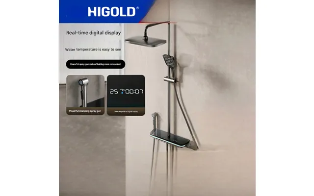 Higold Bathroom Shower Set Four-function Digital Display Shower Bathroom Gray Home Exposed Shower Set