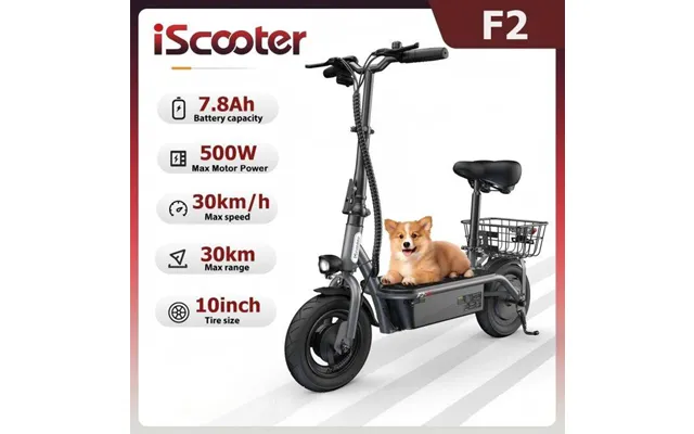 Iscooter F2 Electric Scooter 500w Foldable Scooter 7.8ah Electric Kick Scooter 30km Range 30km H E-scooter With Basket D