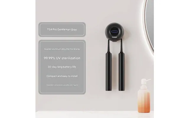 Smartpal Toothbrush Sanitizer Smart Uv Sterilizer Dryer And Rinse Cup Holder No-drill Wall-mounted Rack