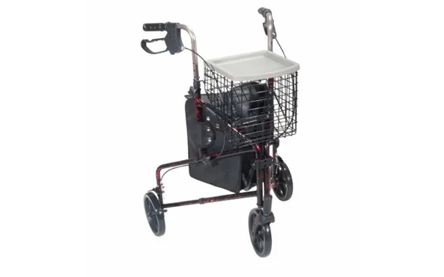 Drive Medical - 3 Wheel Rollator Drive Deluxe Red Folding Aluminum Frame