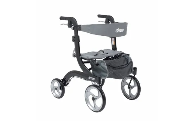 Drive Medical - 4 Wheel Rollator Nitro Black Adjustable Height Aluminum Frame
