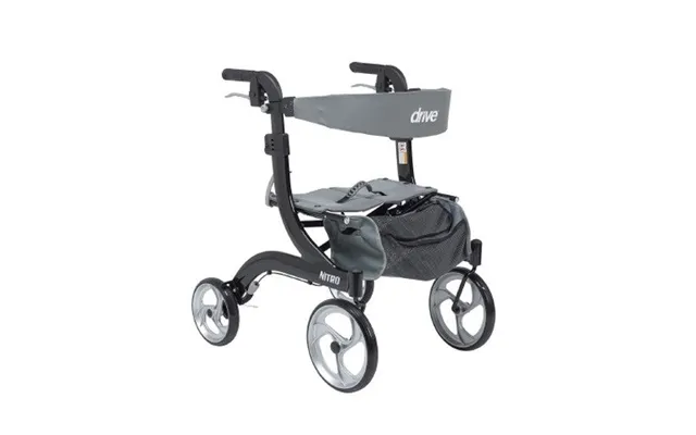 Drive Medical - 4 Wheel Rollator Nitro Red Adjustable Height Aluminum Frame