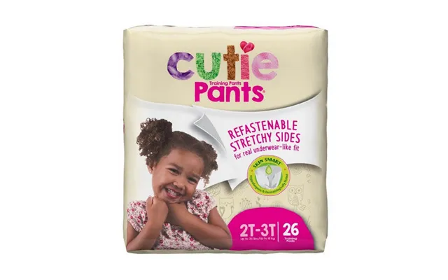 First Quality - Female Toddler Training Pants Cutie Pants Pull On With Tear Away Seams 2t To 3t Disposable Heavy Abs