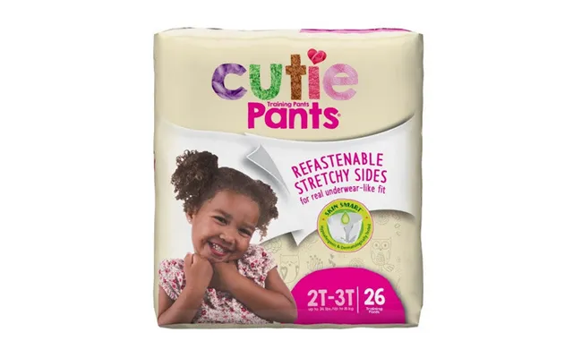 First Quality - Female Toddler Training Pants Cutie Pants Pull On With Tear Away Seams 2t To 3t Disposable Heavy Abs