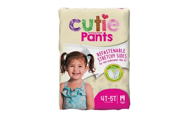 First Quality - Female Toddler Training Pants Cutie Pants Pull On With Tear Away Seams 4t To 5t Disposable Heavy Abs