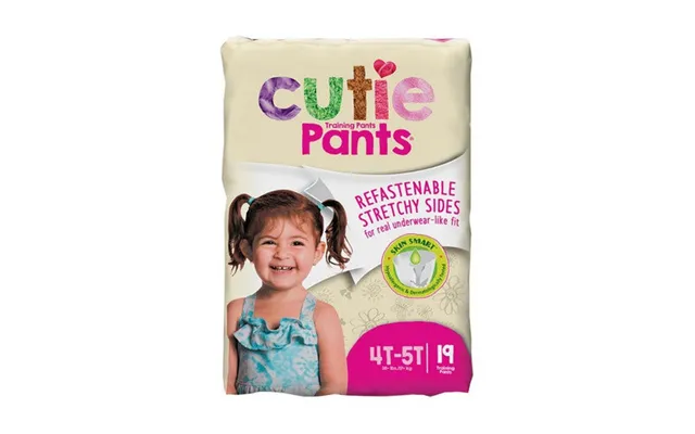 First Quality - Female Toddler Training Pants Cutie Pants Pull On With Tear Away Seams 4t To 5t Disposable Heavy Abs