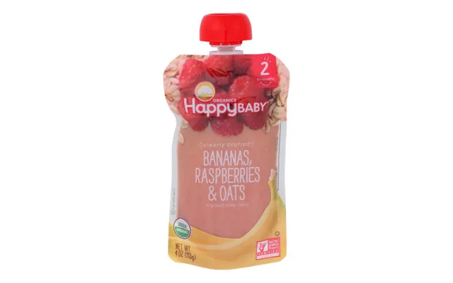 Happy Baby Food - Clearly Crafted Bananas Raspberries And Oats Stage-2