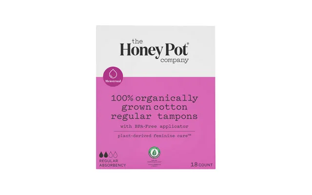 The Honey Pot - Regular 100% Organically Grown Cotton Bpa Free Plastic Applicator Tampons