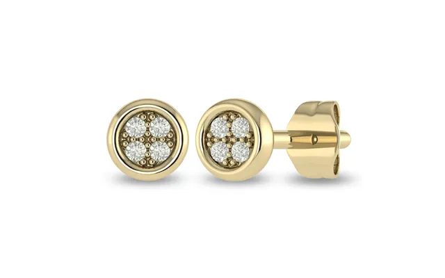 Bezel Set Yellow Gold Cluster Diamond Stud Earrings 1 6 - 1 4 Ct