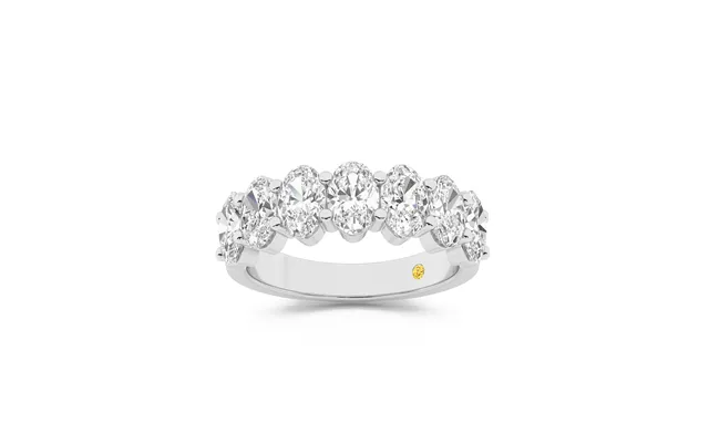 Callista Lab Grown Seven Stone Oval Diamond Ring 18k White Gold 3 Ct