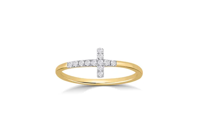Celestial Cross Diamond Ring Yellow Gold 1 8 Ct. Tw.