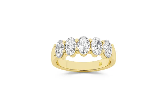 Ciel Lab Grown Five Stone Oval Diamond Ring 18k Yellow Gold 2 Ct