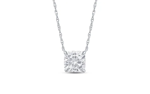 Cushion Shaped Floating Lab Diamond Solitaire Necklace 14k White Gold 2 1 2 Ct
