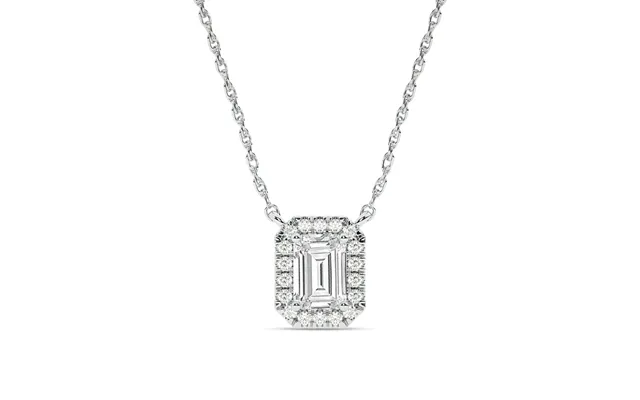 Dainty Lab Grown Diamond Imperial Halo Necklace 10k White Gold 1 3 Ct