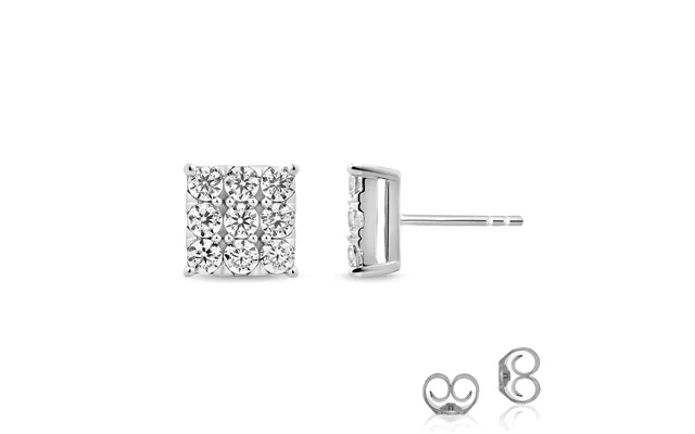 Definitive Square Shaped Diamond Stud Earrings 14k White Gold 1 1 2 Ct