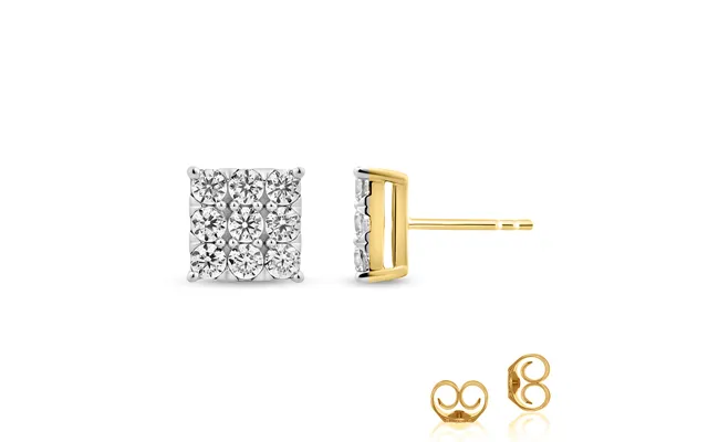 Definitive Square Shaped Diamond Stud Earrings 14k Yellow Gold 1 2 Ct