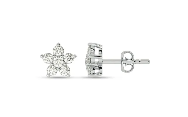 Floral Constellation White Gold Lab Grown Diamond Studs Earrings 1 2 - 1 Ct