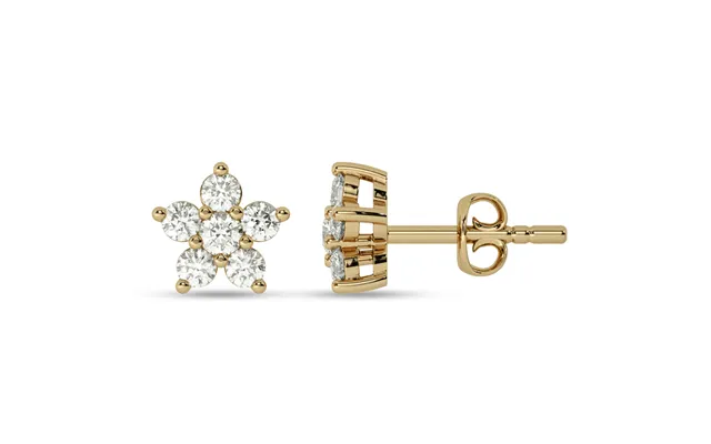 Floral Constellation Yellow Gold Lab Grown Diamond Studs Earrings 1 2 - 1 Ct
