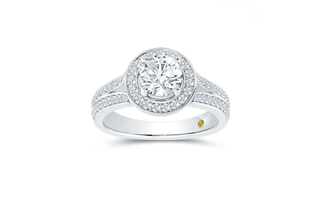 Gleam Split Shank Halo Round Lab Grown Diamond Engagement Ring White Gold 1 1 2 - 4 1 2 Ct